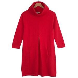TYLER BOE Cotton Cashmere Blend Cowl Neck Knit Sweater Dress Sz S Red Pockets